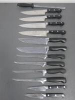 Set of 12 Zwilling Professional Kitchen Knives with Knife Steel (As Pictured/Viewed)