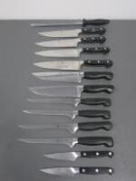 Set of 12 Zwilling Professional Kitchen Knives with Knife Steel (As Pictured/Viewed)