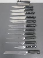 Set of 12 Zwilling Professional Kitchen Knives with Knife Sharpener (As Pictured/Viewed)