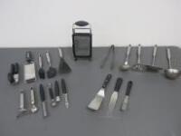 20 x Assorted Items of Branded Zwilling, Microplane & Hygiplas Cookware to Include: Spoons, Ladles, Tongs, Masher, Peelers, Spatulas, Graters (As Pictured/Viewed)