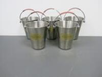 5 x Stainless Steel Laurent Perrier Champagne Buckets with Leather Handles