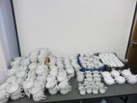 Approx 650 x Items of Olympia, Athena & Pillivuyt White Crockery to Include: 35 x Large Tea/Coffee Cups, 88 x Athena Medium Tea/Coffee Cups, 24 x Olympia Coffee Cups, 153 x Olympia Espresso Cups, 171 x Athena & Pillivuyt 14cm Saucers, 161 x Olympia & Pill