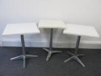 3 x Small Side Tables with Wood Top on Aluminium Base