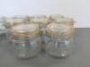 14 x Used Le Parfait Super Deluxe 500g Fench Glass Jar. NOTE: 6 missing rubber seal - 2