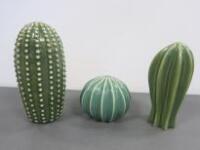 3 x Assorted Sized China Cactus Ornaments, Size H 9/16/18cm