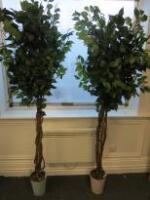 2 x Artifical Trees in Metal Buckets, Size H180cm