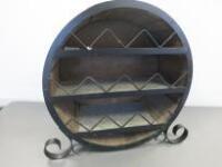 1/4 Wooden Barrell Decorative Wrought Iron & Galvanised Metal Shelf, 10 Bottle Wine Rack