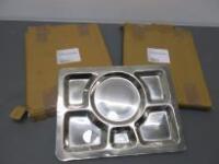 2 x Boxed/New Boxes of 4 Insideretail Rectangle Thali Stainless Steel 6 Compartment Plate