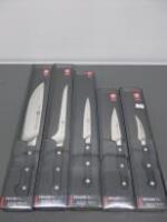 New/Packaged Set of 5 Zwilling Professional Chef's Knives to Include: 8" Chefs, 7" Filleting, 5" Paring. 4" Paring & 2.3/4 Peeling