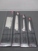 New/Packaged Set of 6 Zwilling Pure Professional Chef's Knives to Include: 6" Cleaver, 8" Bread, 5" Boning, 4" Paring