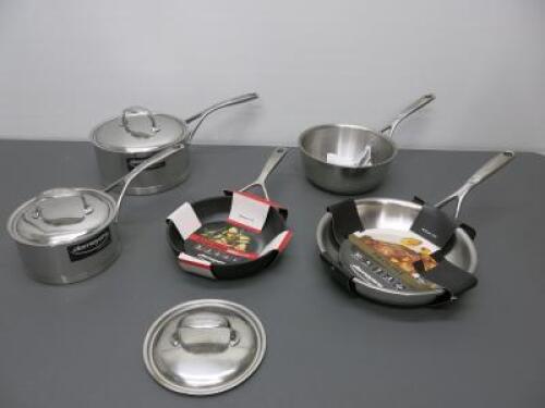 5 x Ex Display Demeyere Frying & Sauce Pans to Include: 2 x Frying Pans, 1 x Saute Pan & 2 x Sauce Pans