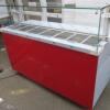 New/Unused (Manufactured July 2017) TFSE Products Ltd, Café Counter Heated Wet Well Bain Marie Servery. Model SM1750-740BM.Quartz Heat Lit Gantry with Toughened Glass Screen Top, Front & Sides. Stainless Steel Construction with Red Laminate Fascia. Size H - 2