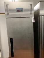 Polar Commercial Stainless Steel Single Door Upright Freezer, Model G593. Size H200 x W68cm x D82cm