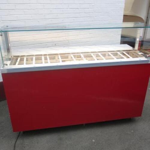 New/Unused (Manufactured July 2017) TFSE Products Ltd, Café Counter Refrigerated Servery. Model SM1750-740R. LED Lit Gantry with Toughened Glass Screen Top, Front & Sides. Open Under with Integral Compressor & Controls. Stainless Steel Construction with R