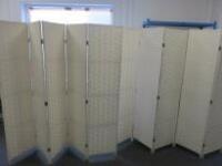 2 x White Woven Fold Out Screens with 6 Sections. Size H170cm x 240cm (40cm Sections)