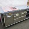 New/Unused (Manufactured July 2017) TFSE Products Ltd, Café Counter Servery. Comes with Used Integral 2 Door & 2 Drawer Refrigerated Cabinet Which requires External Remote compressor. Stainless Steel Construction with Red Laminate Fascia. Size H87.5cm x D - 3