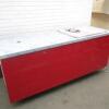 New/Unused (Manufactured July 2017) TFSE Products Ltd, Café Counter Servery. Comes with Used Integral 2 Door & 2 Drawer Refrigerated Cabinet Which requires External Remote compressor. Stainless Steel Construction with Red Laminate Fascia. Size H87.5cm x D