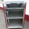 New/Unused (Manufactured July 2017) TFSE Products Ltd, Matching In line Module for Continuous Counter Arrangement. See Lot 10/11/12. Aperture for Cash Till or Coffee Knock Box & 2 Shelves. Stainless Steel Construction with Red Laminate Fascia. Size H100c - 4