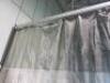 2 x Large PVC Curtains on Rail with See-Through Section. Size H3.1m x D7m x W9m. - 3