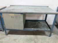 J.A.S.Metal Workbench with with Door & Shelf Under, Size H85cm x D75cm x W150cm.