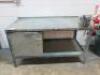 J.A.S.Metal Workbench with Door, Shelf Under & Record 5 Ton Engineers Vice. Size H85cm x D75cm x W150cm.