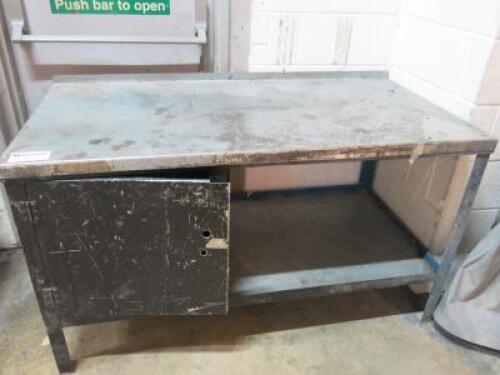 J.A.S.Metal Workbench with Door & Shelf Under. Size H85cm x D75cm x W150cm.