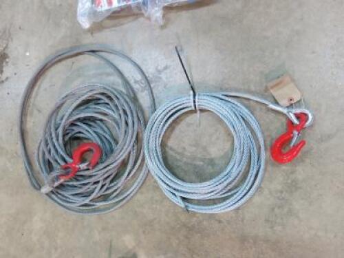 2 x Winch Wire Rope with Safety Hooks (1 x New/1 x Used). Size 10mm x 25m.
