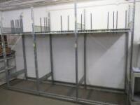 Quantity of Metal Parts Racking to Include: 23 x Uprights, 56 x Cross Beams & 14 Wooden Shelves. Size H216cm x D80cm x W100cm & 200cm. NOTE: buyer to dismantle & remove.