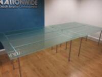 4 x Glass Top Metal Base Meeting Tables, Size H74cm x W180cm x D80cm.