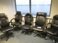 7 x Black Faux Leather Swivel Operators Chairs (Condition As Viewed/Pictured).