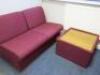 Set of 4 Wallace Waiting Room Chairs with Matching Table. Upholstered in Burgundy Hopsack Cloth. - 2