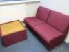 Set of 4 Wallace Waiting Room Chairs with Matching Table. Upholstered in Burgundy Hopsack Cloth. - 3