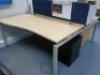 Quantity of Assorted Office Furniture to Include: 1 x Reception Counter, 7 x Wave Desks, 6 x Pedestals, 7 x 4 Drawer Filing Cabinets, 1 x Executive Office Suite, 1 x Book Case & 1 x Nobo Projector Trolley (As Viewed/Pictured). - 6