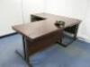 Quantity of Assorted Office Furniture to Include: 1 x Reception Counter, 7 x Wave Desks, 6 x Pedestals, 7 x 4 Drawer Filing Cabinets, 1 x Executive Office Suite, 1 x Book Case & 1 x Nobo Projector Trolley (As Viewed/Pictured). - 12