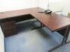 Quantity of Assorted Office Furniture to Include: 1 x Reception Counter, 7 x Wave Desks, 6 x Pedestals, 7 x 4 Drawer Filing Cabinets, 1 x Executive Office Suite, 1 x Book Case & 1 x Nobo Projector Trolley (As Viewed/Pictured). - 13