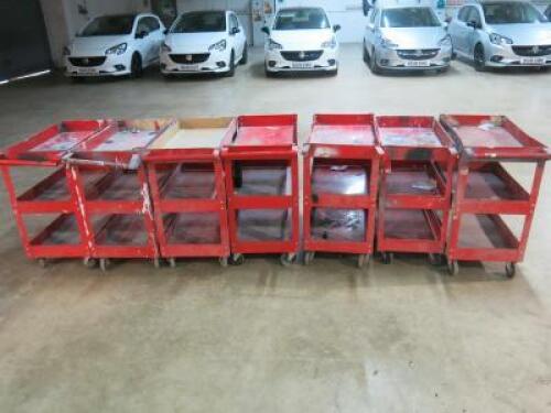 7 x Mobile Parts & Tool Trolley's in Red (For Spares/Repair).