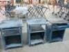 3 x Metal Cabinets with Wooden Tops. Size H86cm x W66cm x D60cm.