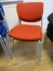 26 x Assorted Chairs to Include: 12 x Black Hopsack Cloth Stacking Chairs, 6 x Red Hopsack Cloth Stacking Chairs, 4 x Blue Hopsack Cloth Stacking Chairs, 2 x Orange Hopsack Cloth Stacking Chairs & 2 x Blue Hopsack Cloth Meeting Chairs. - 4