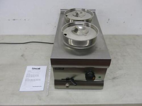 Lincat Silverlink 600 Table Top Twin Pot Bain Marie, Model BS3W. Comes with Instruction Manual.