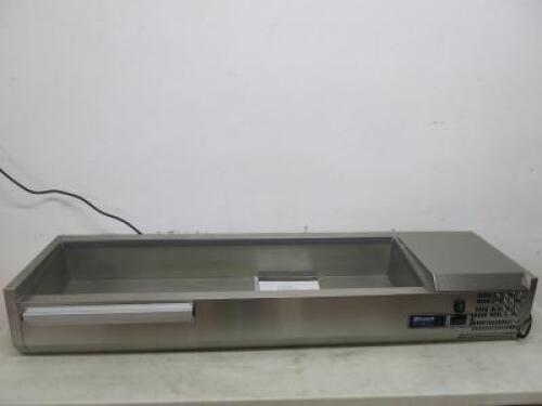 Blizzard Blue Line Chill Refrigerated Saladette Counter Prep Unit, Model TOP1500CR, DOM 04/2018. Size H43cm x W150cm x D39. Comes with Instruction Manual.
