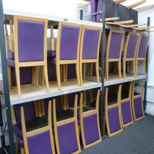 34 x Pri Mo Furniture Dining Chairs on Beech Frame and Upholstered in Purple Faux Leather