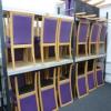 34 x Pri Mo Furniture Dining Chairs on Beech Frame and Upholstered in Purple Faux Leather