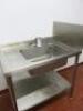 Large Stainless Steel Single Bowl Sink with Splash Guard with Shelf Under & Mixer Tap. Size H91cm x W100cm x D71cm. - 2