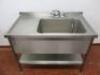 Large Stainless Steel Single Bowl Sink with Shelf Under & Mixer Tap. Size H90cm x W120cm x D70cm. - 2