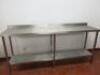 Stainless Steel Prep Table with Splashback & Shelf Under. Size H90cm x W195cm x D50cm.