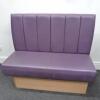 7 x Booth Seats on Wooden Frame and Upholstered in Purple Faux Leather, Size H106cm x D55cm x W120cm & 1 x Bench Seat on Wooden Frame and Upholstered in Purple Faux Leather, Size H92cm x D60cm x W185cm