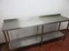 Stainless Steel Prep Table with Splashback & Shelf Under. Size H90cm x W195cm x D50cm. - 2