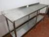 Stainless Steel Prep Table with Splashback & Shelf Under. Size H90cm x W195cm x D50cm. - 3