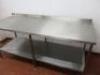 Stainless Steel Prep Table with Splashback & Shelf Under. Size H90cm x W200cm x D80cm. - 2