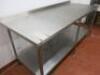 Stainless Steel Prep Table with Splashback & Shelf Under. Size H90cm x W200cm x D80cm. - 3